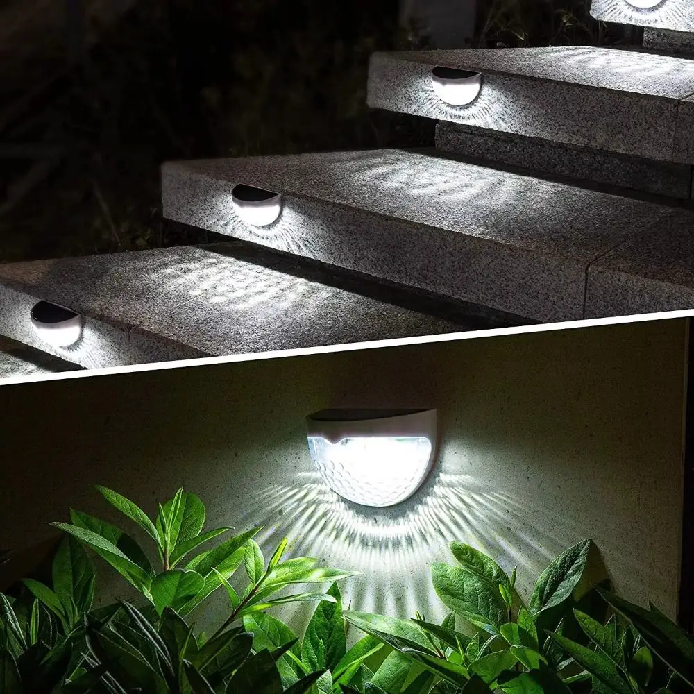 

2pcs 6LED Solar Lights IP65 Waterproof Warm White Wall Lamp Multicolored Solar Powered Staircase Lights Landscape