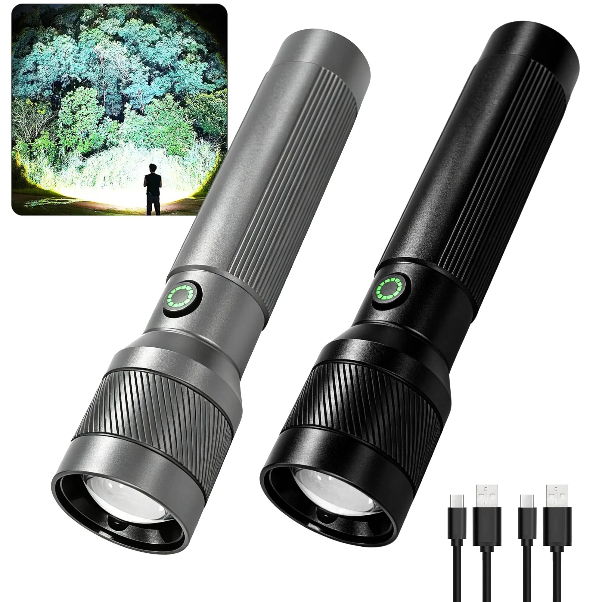 SY6680 2026  Bright Rechargeable LED Flashlight Long Range Zoom Torch Waterproof Defensa Personal for Outdoor Home Emergency