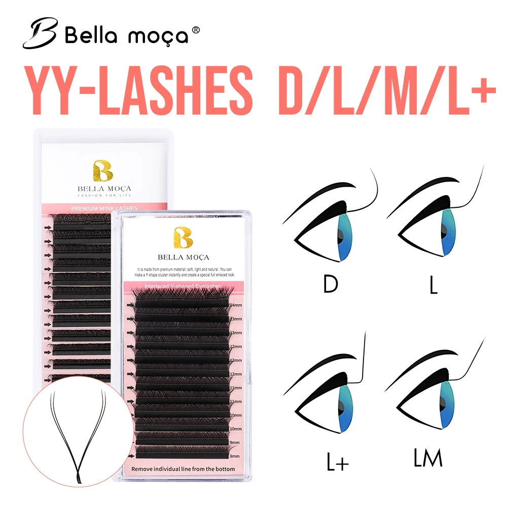 Bella moça Y Lashes Extension L LU(M) L+ D Curl Individual Mink YY Lashes Natural Volume Fan Eyelash Extension