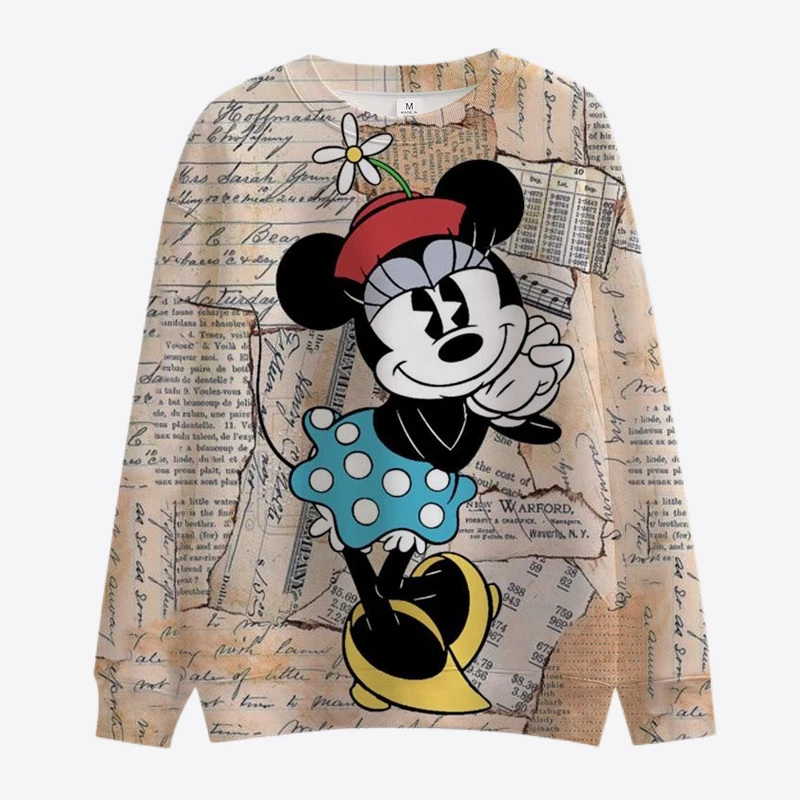 Autumn Horror Halloween Disney Brand Mickey and Minnie Anime Round Neck Fashion Casual Sweater Men\'s Pullover Long Sleeve Top