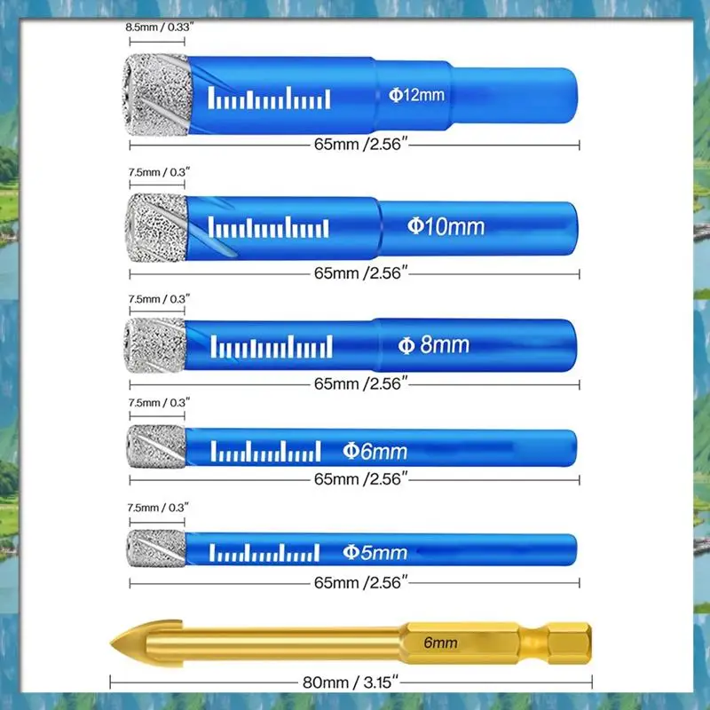 

Быстрая доставка - 5 шт., набор сухих алмазных сверл для фарфоровой плитки, набор сверл для стеклянных твердых материалов, Cer