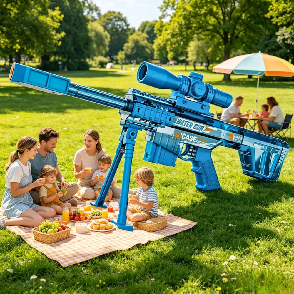 Electric Sniper Water Gun Toy High-Pressure Long Range Water Blaster with Scope Summer Beach Outdoor Fight Games for Children