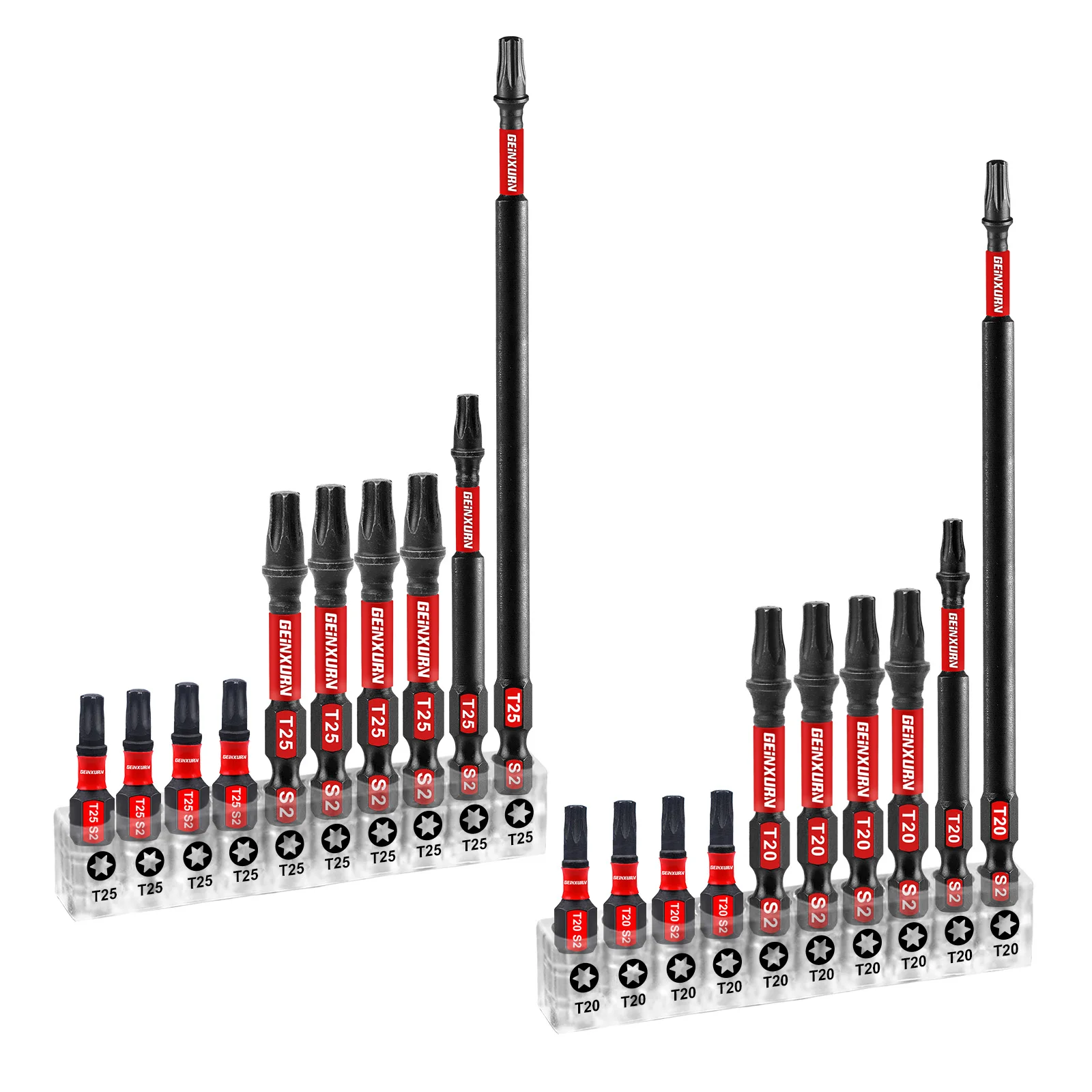 

Geinxurn 20pcs 1''/2''/3''/6'' Impact Magnetic Screwdriver Bit Set(T20 /T25),S2 Alloy Steel Power Bit Set with Storage Organizer