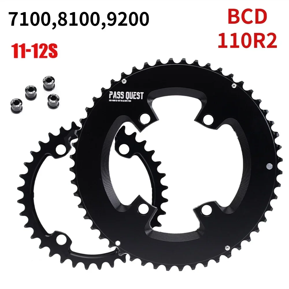 PASS QUEST 110bcd Double Chainring chainwheel 54 40 53 39 50 34 56 42T for Shimano 105 R7100,R8100,R9200 110 bcd road chain ring