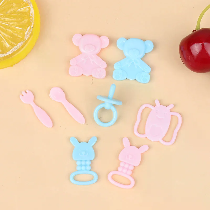 9 unids/set Mini chupete para muñeca, juego de vajilla para bebé, suministros para jugar a las casitas, pezones simulados para muñecas, juguete para niños, accesorios para chupete de bebé