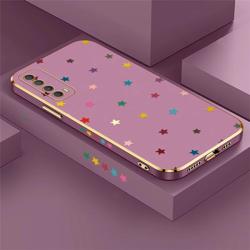 Funda de teléfono suave con revestimiento de TPU para Huawei Y7A Y9S Y7 Prime Pro Y9 2019, diseño de estrellas coloridas, Capa de silicona a prueba de golpes