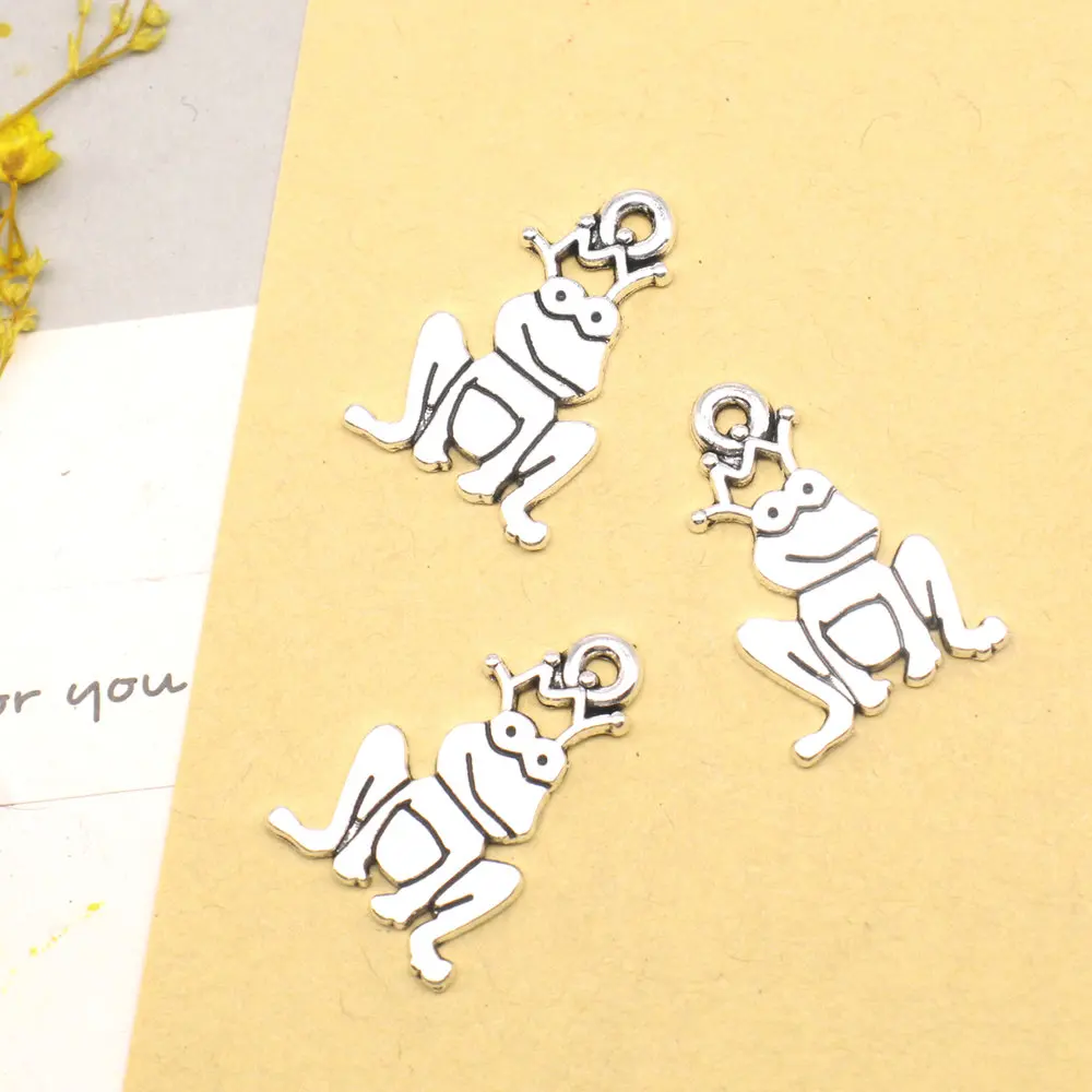 10pcs 18x22mm Frog Charms Man Pendant Craft Diy Jewelry Making Supplies Antique Silver Color