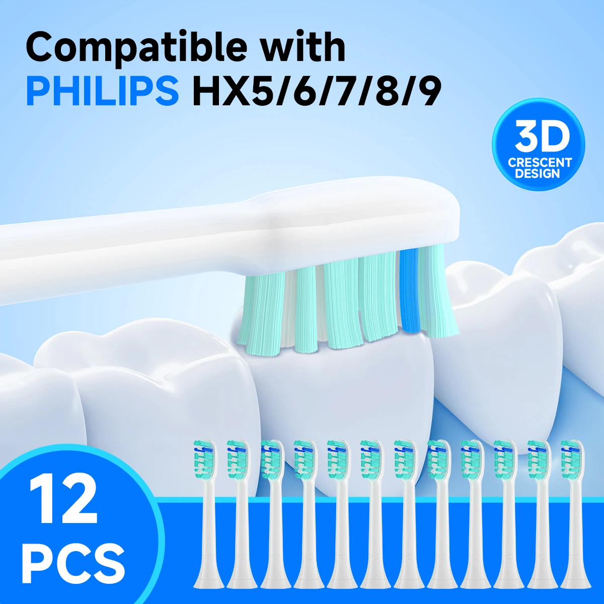 

Сменные насадки для щеток для зубных щеток Philips Sonicare DiamondClean HX5/HX6/HX9, 12 шт., HX6064