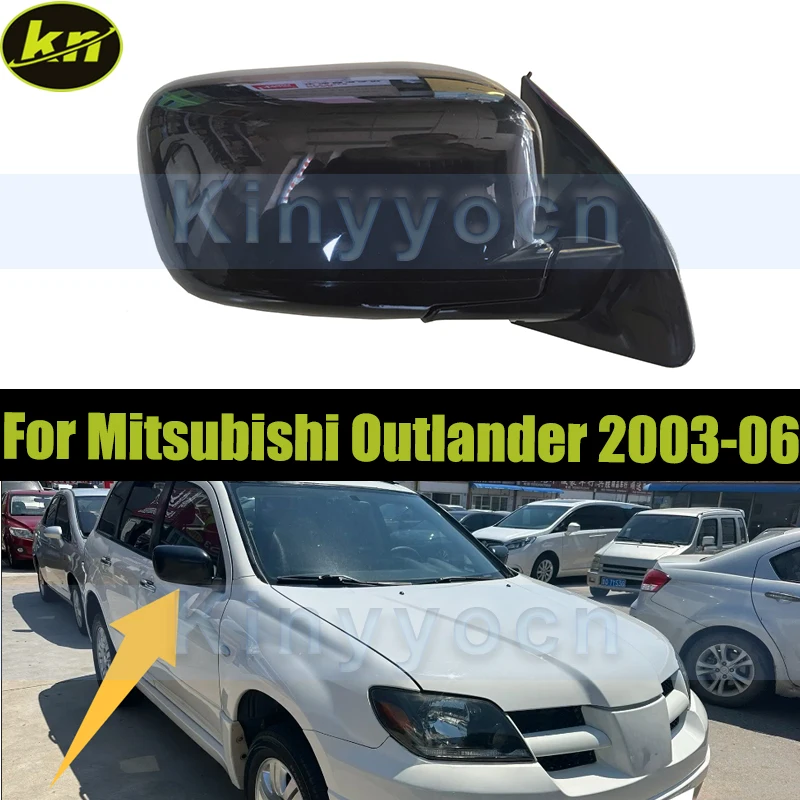 

Black Rear View Mirror Assembly For Mitsubishi Outlander 2003 2004 2005 2006 Outer Mirror Assembly
