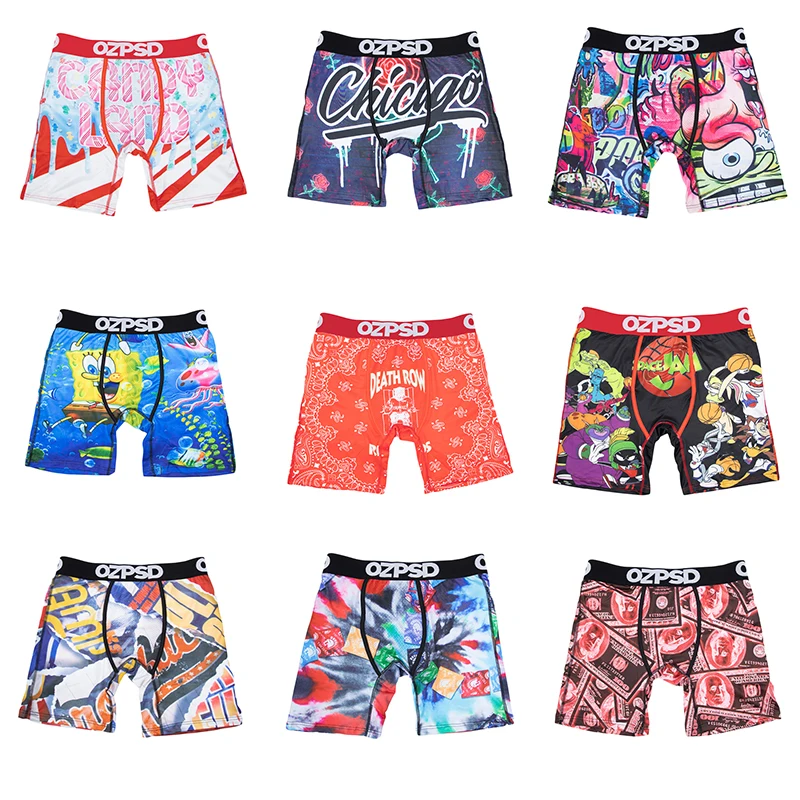 Soft Sexy Men Underwear Boxershorts Fashion Man Underpants Panties Print Men Innerwear Cuecas Sissy Underwear ZS-O46-O54