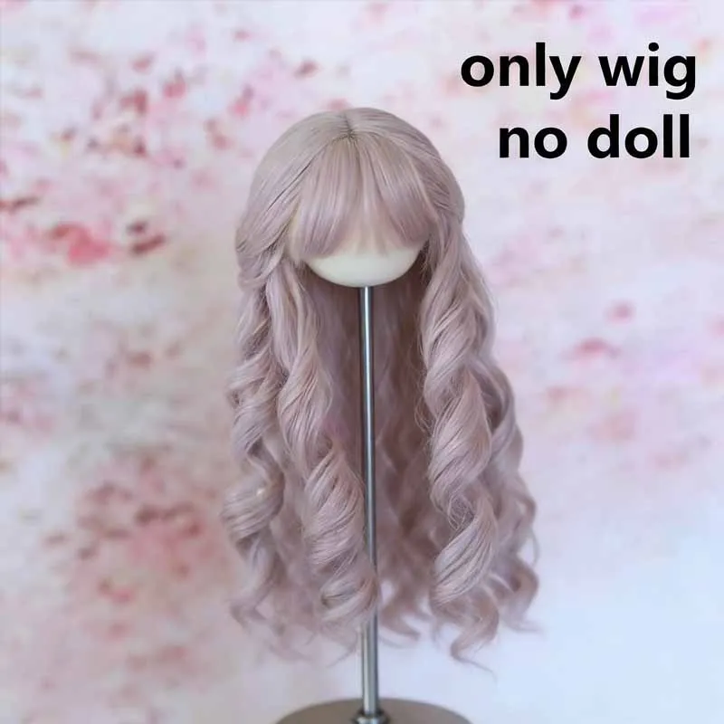 

Парик куклы по окружности головы 1/4 с челкой, аксессуары, высокотемпературное волокно, аксессуары для кукол BJD SD, длинный вьющийся парик для кукол