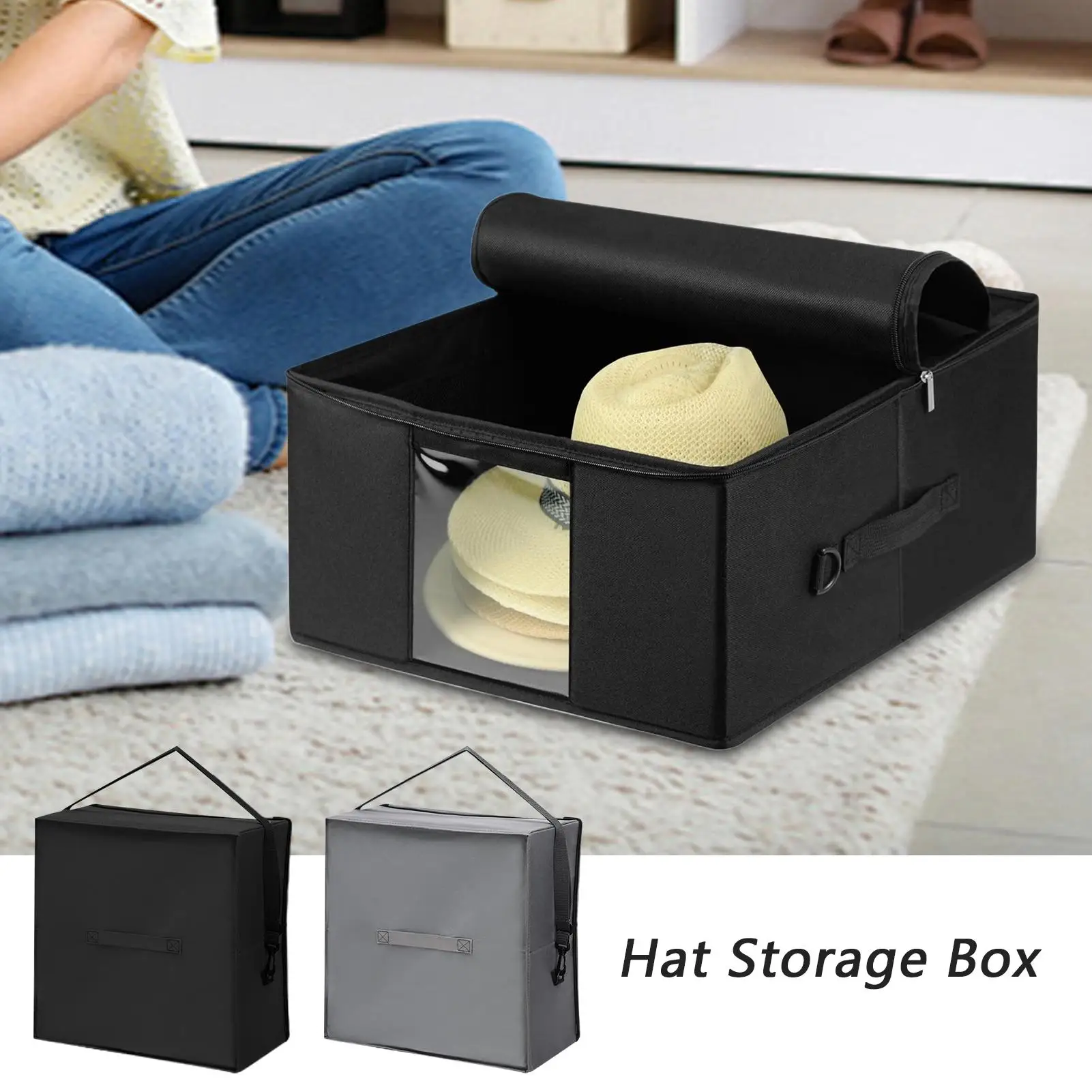 

Hat Box Hat Storage Bag with Carrying Handles Portable Caps Storage Holder Box for Wardrobe Home Bedroom Indoor Outdoor Vacation