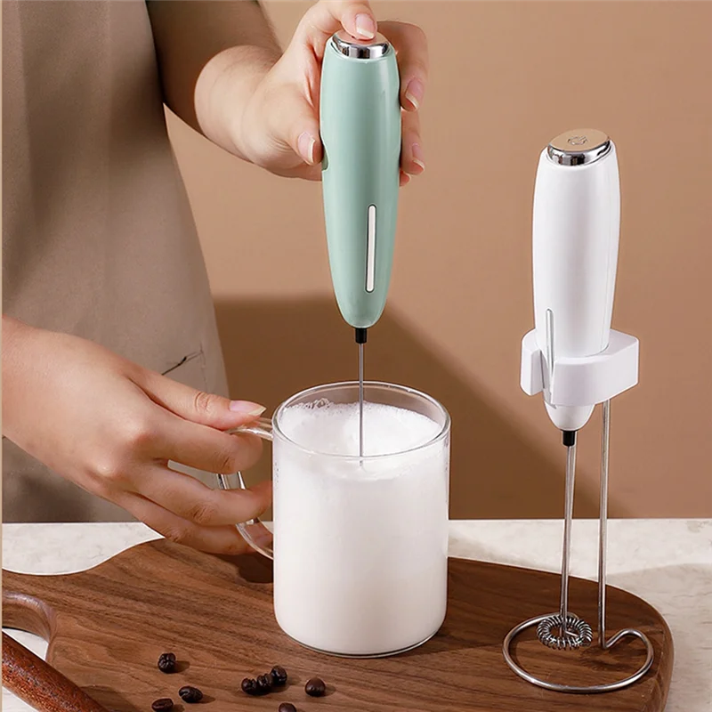 ABRG-Electric Milk Frother For Coffee Frother Handheld Foam Maker - Electric Milk Frother Handheld Egg Beater With Stand-A Durab