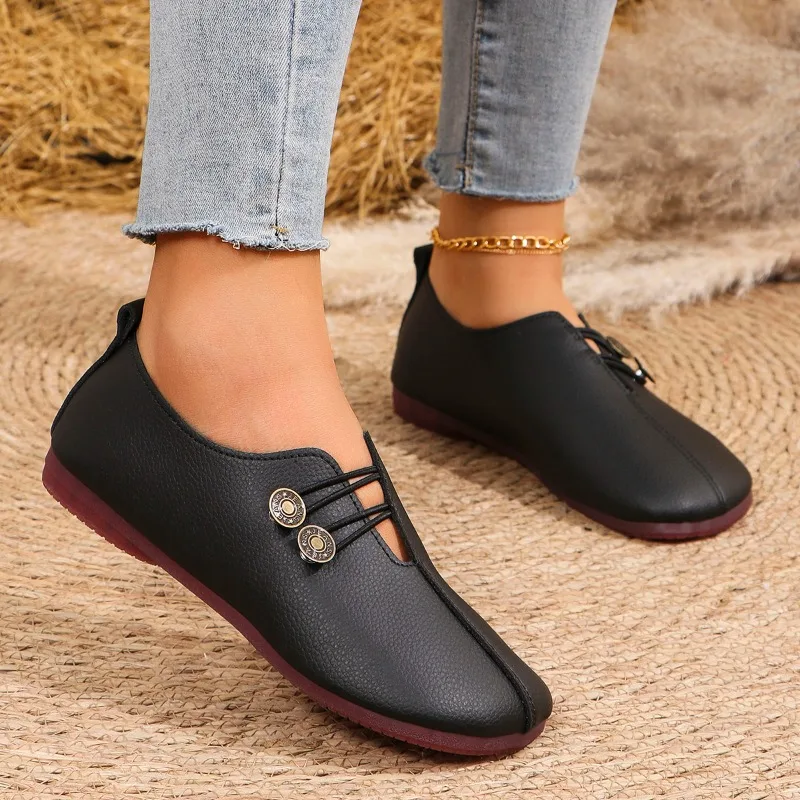 Summer Genuine Leather Women Shoes New Off White Non-slip Mommy Shoes Woman Flats Fashion Ladies Casuals Shoes Zapatos De Mujer