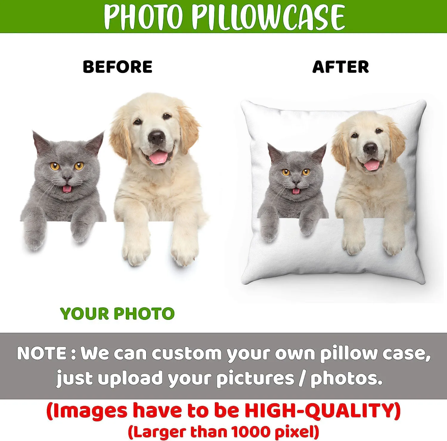 WUZIDREAM Custom Photo Pillow Cases | Personalized Decorative Pillow Cover w / Any Picture Box-Decorative Cushion Cover for Sofa