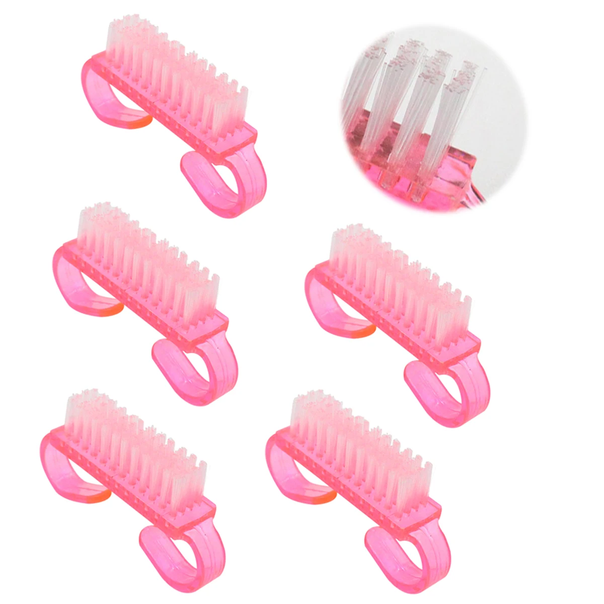 

5 pcs Nail Brush Pink Deep Hands Fingernails Toes Dirt Remover Kitchen Bathroom Garden Small Light Portable Nail