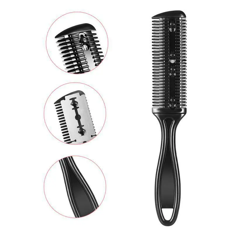 Hair Cutting Comb Hair Brushes With Razor Blades Hair Trimmer Cutting Thinning Tool Professional Styling Barber Cutter Accessory