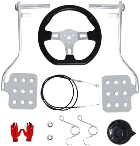 

Педали тормоза и акселератора Wadoy для картинга с рулевым колесом – комплект с тросом 71 дюйм и возвратными пружинами – полный комплект аксессуаров для рулевого управления картинга