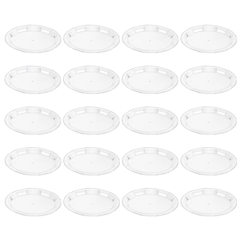 20pcs 7 Inch Transparent Fruit Salad Plates Disposable Dinner Snack Tray BBQ Picnic Party Camping Food Serving Platters