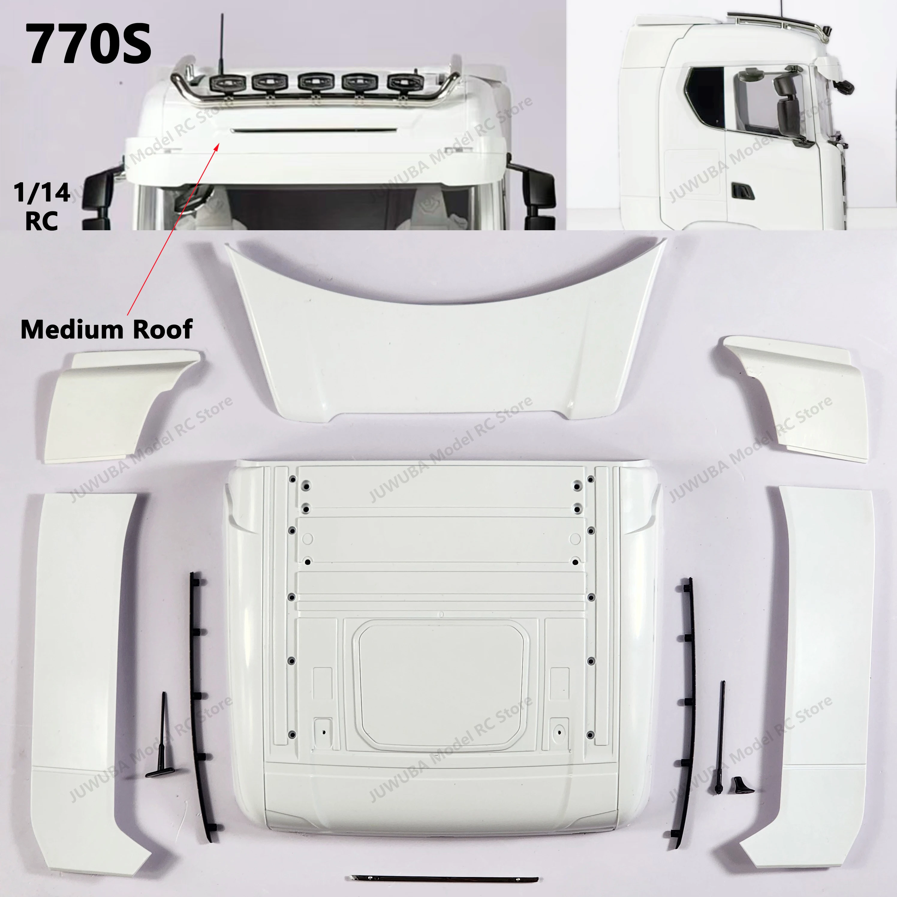 

1/14 Truck 770S Cab Medium Roof With LED lights KIT For Tamiya Scania 770S Remote Control Tractor Truck Car DIY Accessories Toys