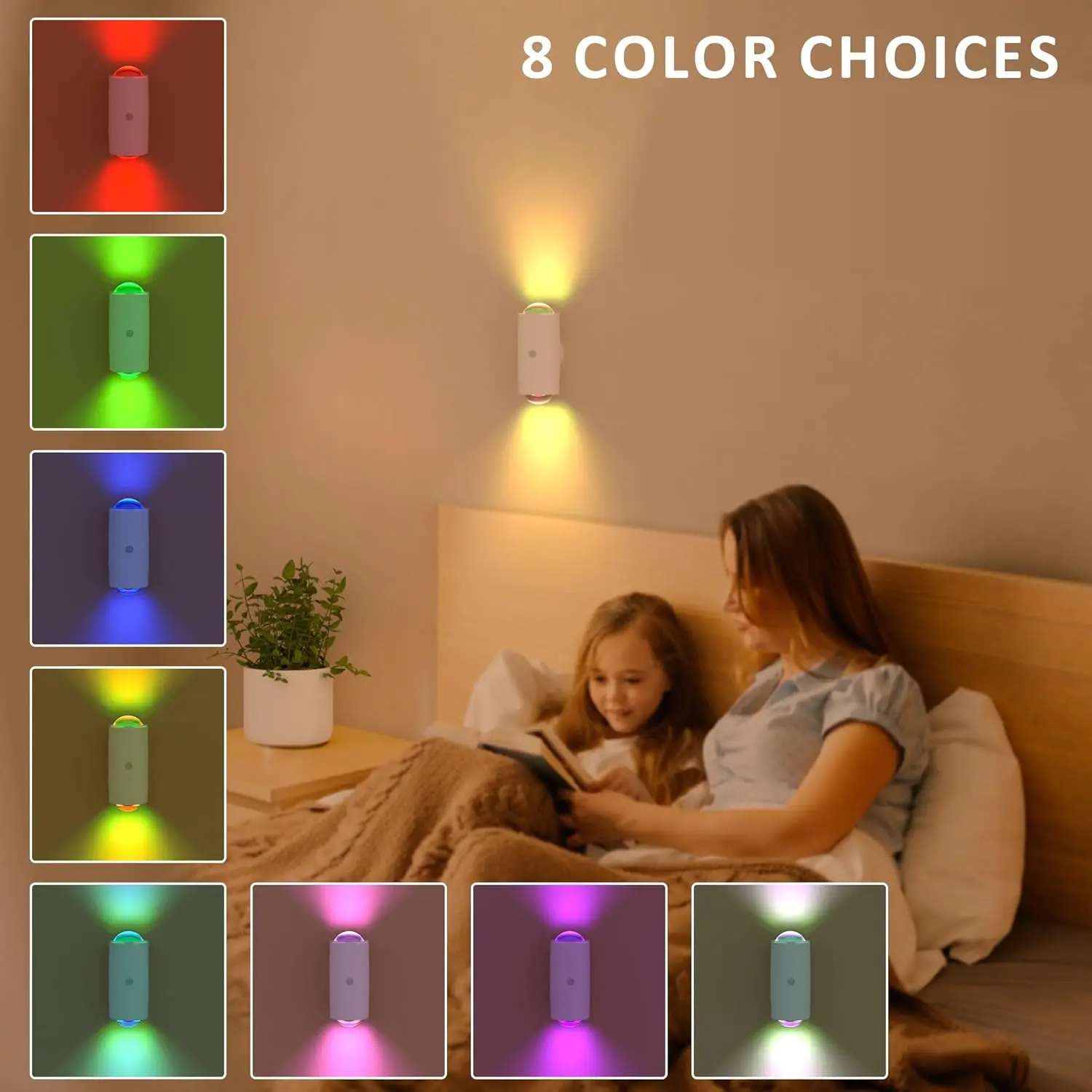 1/2PCS Motion Sensor Night Light, 3 Modes 8 Lighting Effects, USB Rechargeable Battery Magnetic Stair Lamp for Bedroom, Hallway