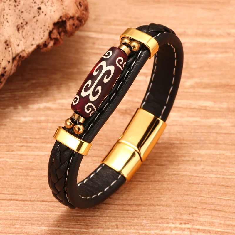 DIY handgewebte Tianzhu tibetische blaue Lederarmbänder Legierung Retro ethnischen Stil Männer personalisierte Armband Modeschmuck – Detail 5