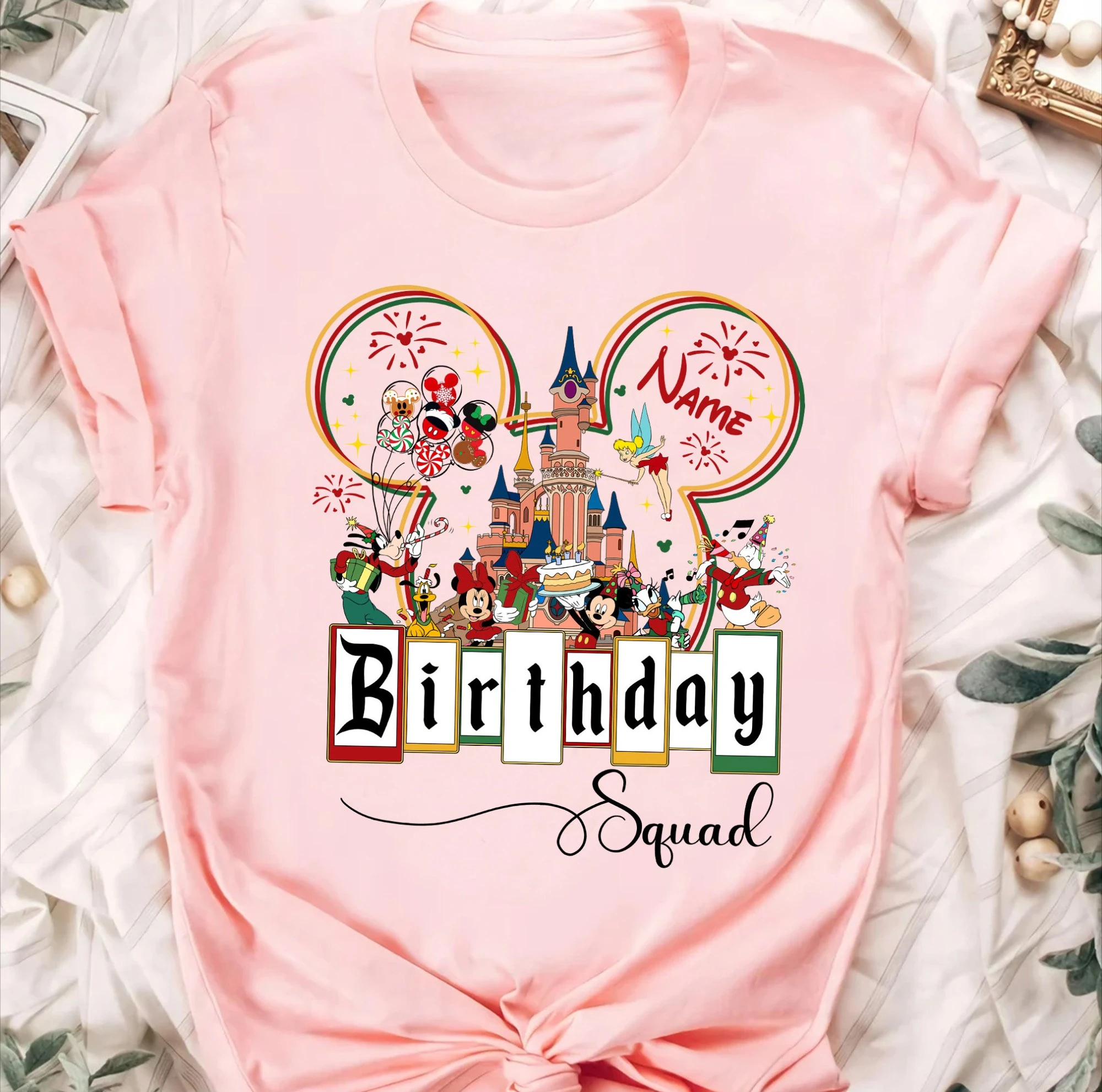 قمصان عيد ميلاد Castle Mickey and Friends، تي شيرت مخصص لعيد ميلاد العائلة للأولاد والبنات، حفلة ميكي ميني للفتيات