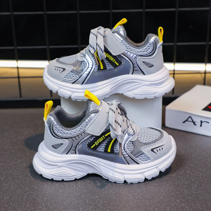 Autumn Children Sports Shoes Unisex Kids Sneakers Mesh Upper Breathable Boys Basketball Shoes Girls Tennis Casual Thick Bottom