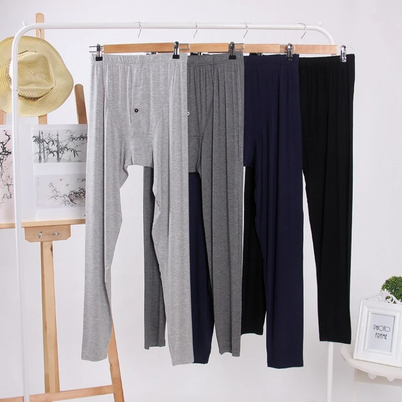 

Men's Modal Autumn and Winter Home Pants Slim Fit Undercover Black Warm Pants Plus Fat Line Pants Gray Youth Pajama Pants