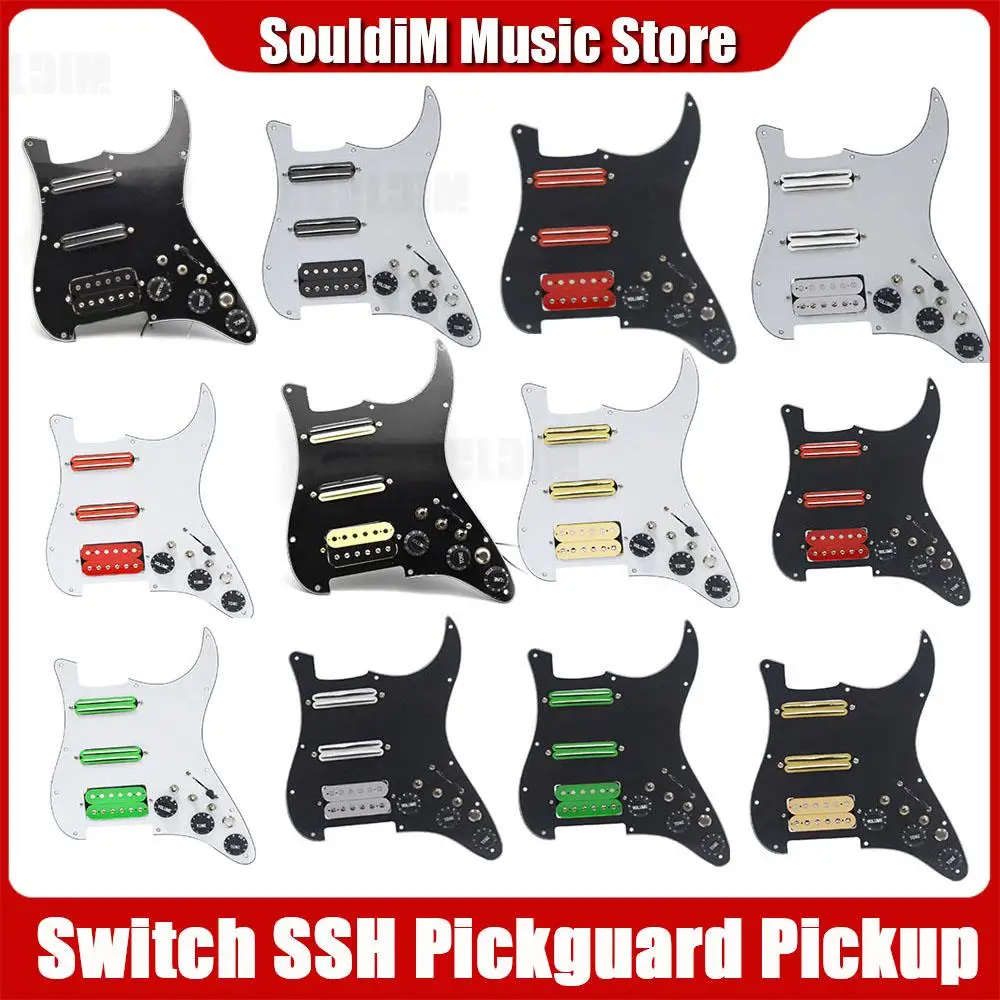 

SSH Guitar Pickguard Wiring Loaded Prewired + Silence Switch ST Electric Guitar Double Coil Pickup Black White