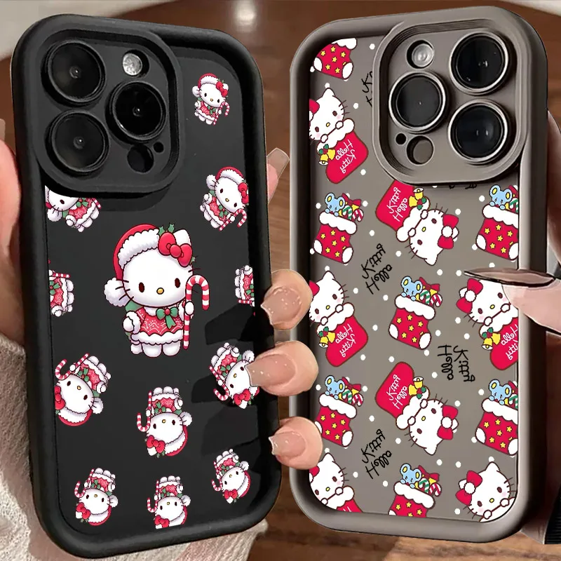 

Merry Hello Kittys Christmas Soft Silicone Case For iPhone 17 11 15 16 13 Pro Max 14 Plus 12Pro 16E 17AIR Shockproof Phone Cover