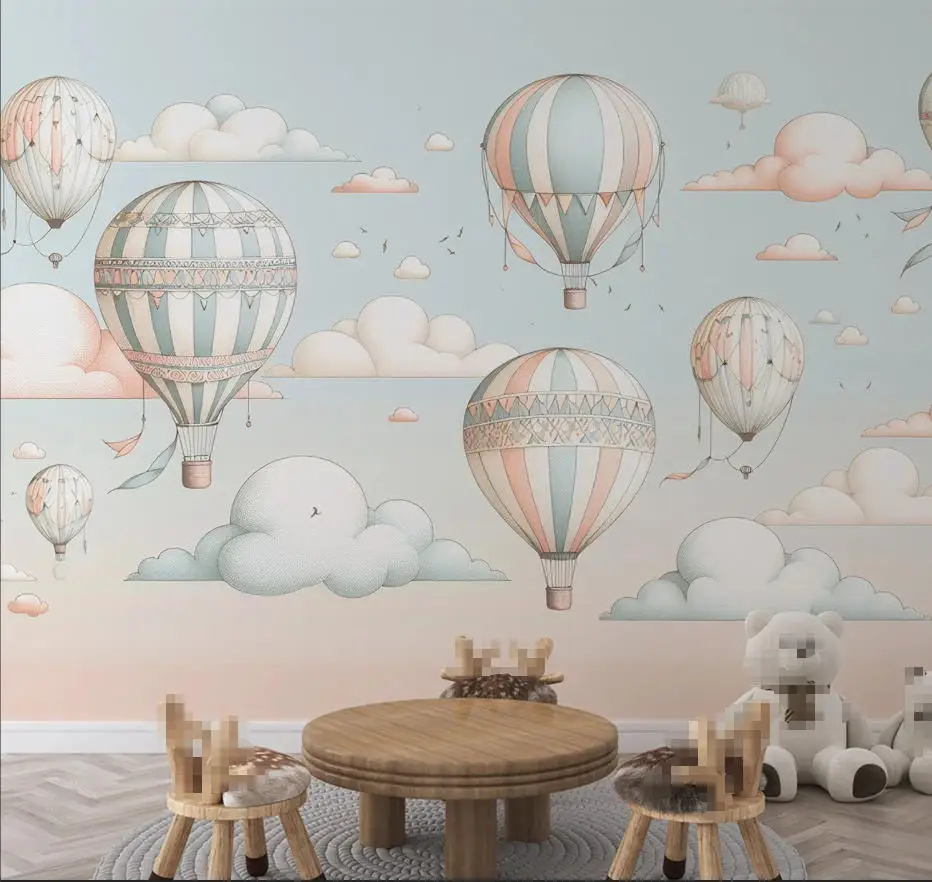 Custom Mural Starry Sky Whale Hot Air balloon Children's Room Background Wall 3D Wallpaper Home Decoration Materials Optional