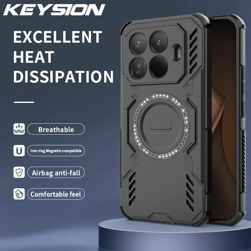 

Полый чехол KEYSION с рассеиванием тепла для Xiaomi 15T Pro 5G, силиконовый + ПК, противоударный чехол с магнитным охлаждением для Xiaomi 15T