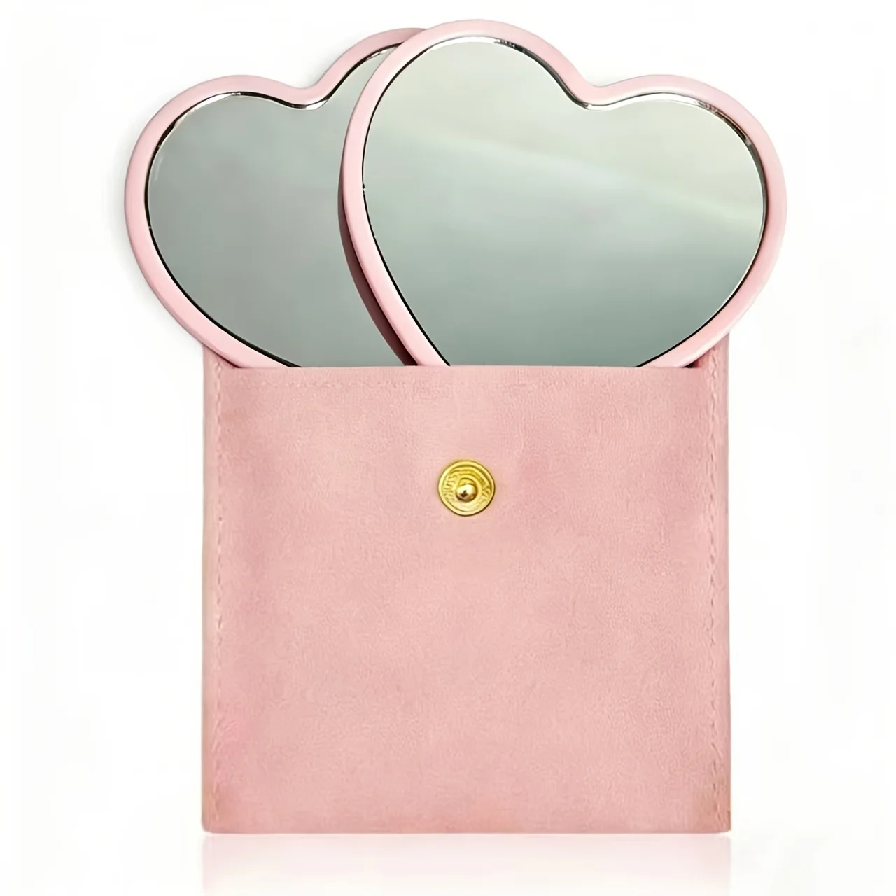 10/20/30 Sets Herzförmiger Rosa Glas-Schminkspiegel mit Passender Kosmetiktasche für Reisen, Heimdekoration und Geschenke – Detail 5