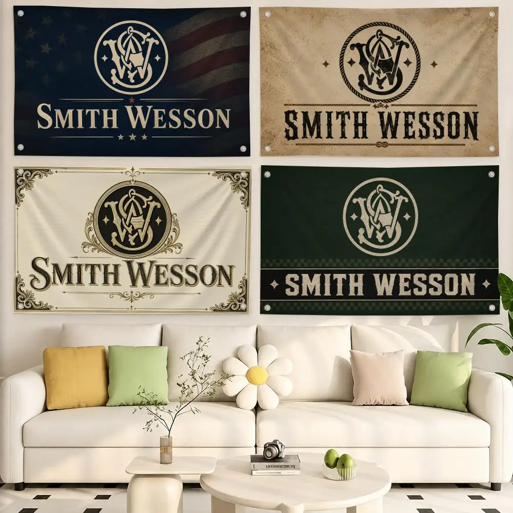 GUN Smith Wesson Flags Flags, Room, Dormitory, Camping, Party, Home Decor Gifts