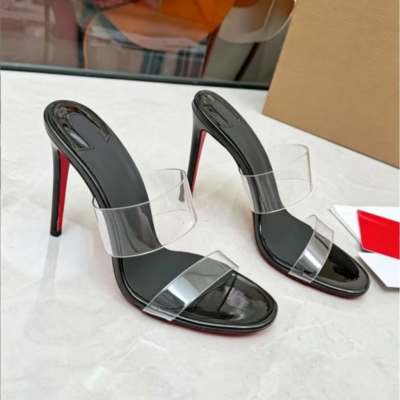 Fashion Stiletto High Heels Pointed Toe Shallow Mouth Women Slippers Foreign Trade Open Back High Heel Slide Sandals