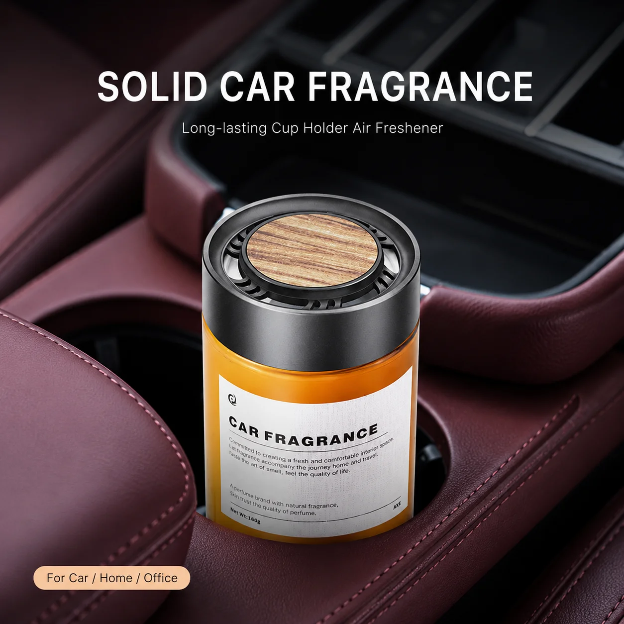 Solid Car Fragrance Balm Long Lasting Cup Holder Air Freshener for Auto Interior Home Office product image