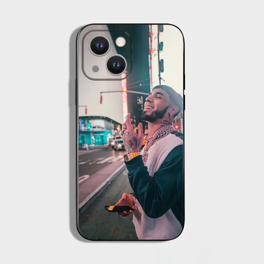 ラッパー A-Anuel AA リアル電話ケース iPhone 16、15、14、13、12、11 Plus、Pro Max、XS、X、XR、SE、Mini、8、7、ソフトシリコンブラックカバー用