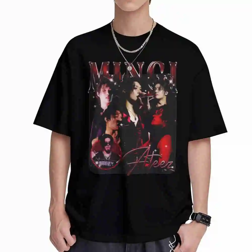 Mingi Ateez Bootleg K Pop Short Sleeve Tee 100% Cotton T-Shirt