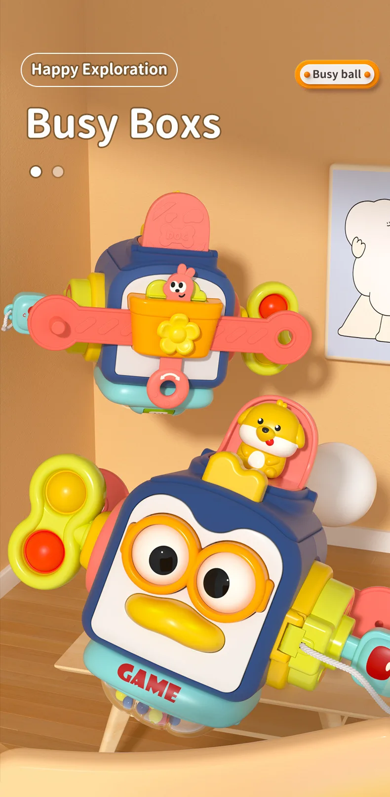 Montessori Sensorisches Spielzeug Baby Beschäftigt Würfel Aktivität Reise Spielzeug Pädagogisches Lernen Zappeln Spielzeug für Feinmotorik Kinder Geschenk – Detail 20