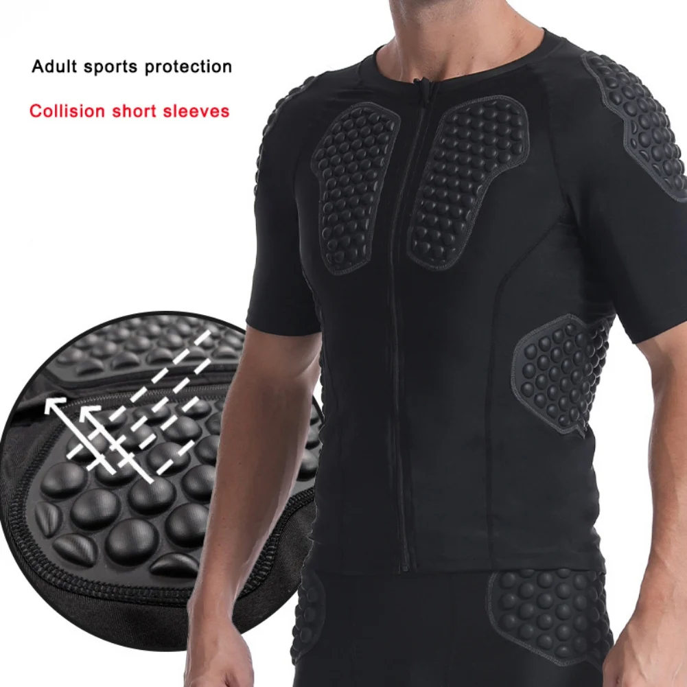 EVA Thick Sponge Protective Short Sleeve Shirts Anti-Collision Padded Training T shirt for Soccer Basketball Skating Rugby