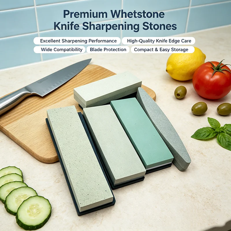 Professional Durable Knife Sharpening Stone Kit 400/1000 3000/8000 Grit Non-slip Bamboo Base Angle Guide for Kitchen Knives
