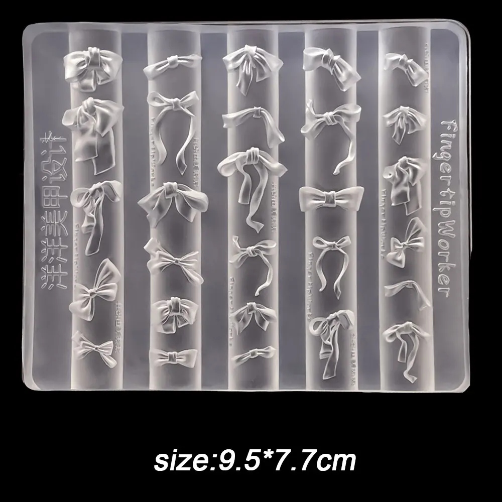 Picture 5: 9.5*7.7cm 5D Long Ribbon Bow Silicone Nail Molds Transparent Bowknot Sculpture Carving Template Reusable Nail Charms Molds Tools