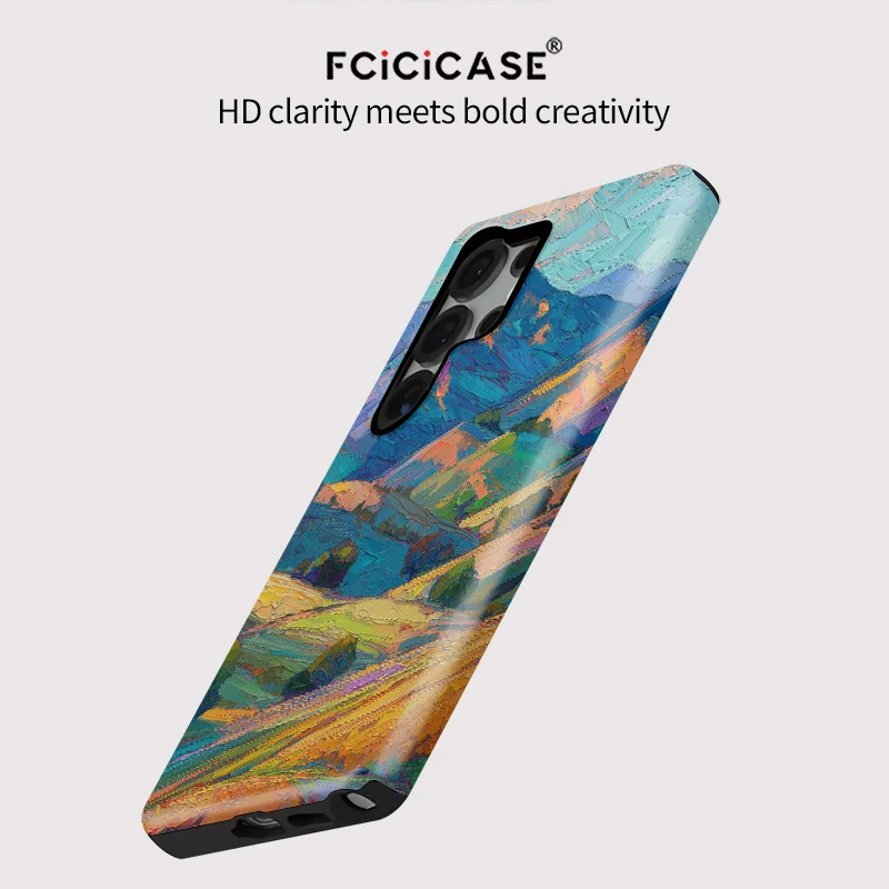 Чехол Fcicicase с красивой горной пейзажей и рисунком для Samsung Galaxy S25 Plus S24 Ultra S23 + S20 FE, акриловый ТПУ, задняя крышка из ПК