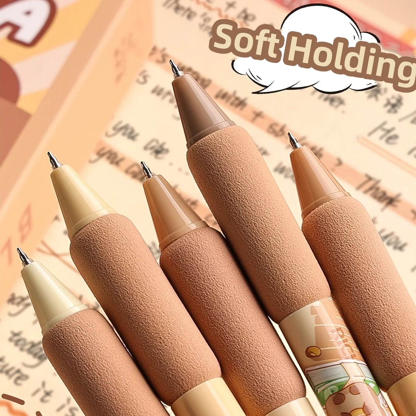 5pcs Capybara Gel Pens Set Metal Cartoon Patch 0.5mm Ballpoint Black Color Ink for Writing School A7629