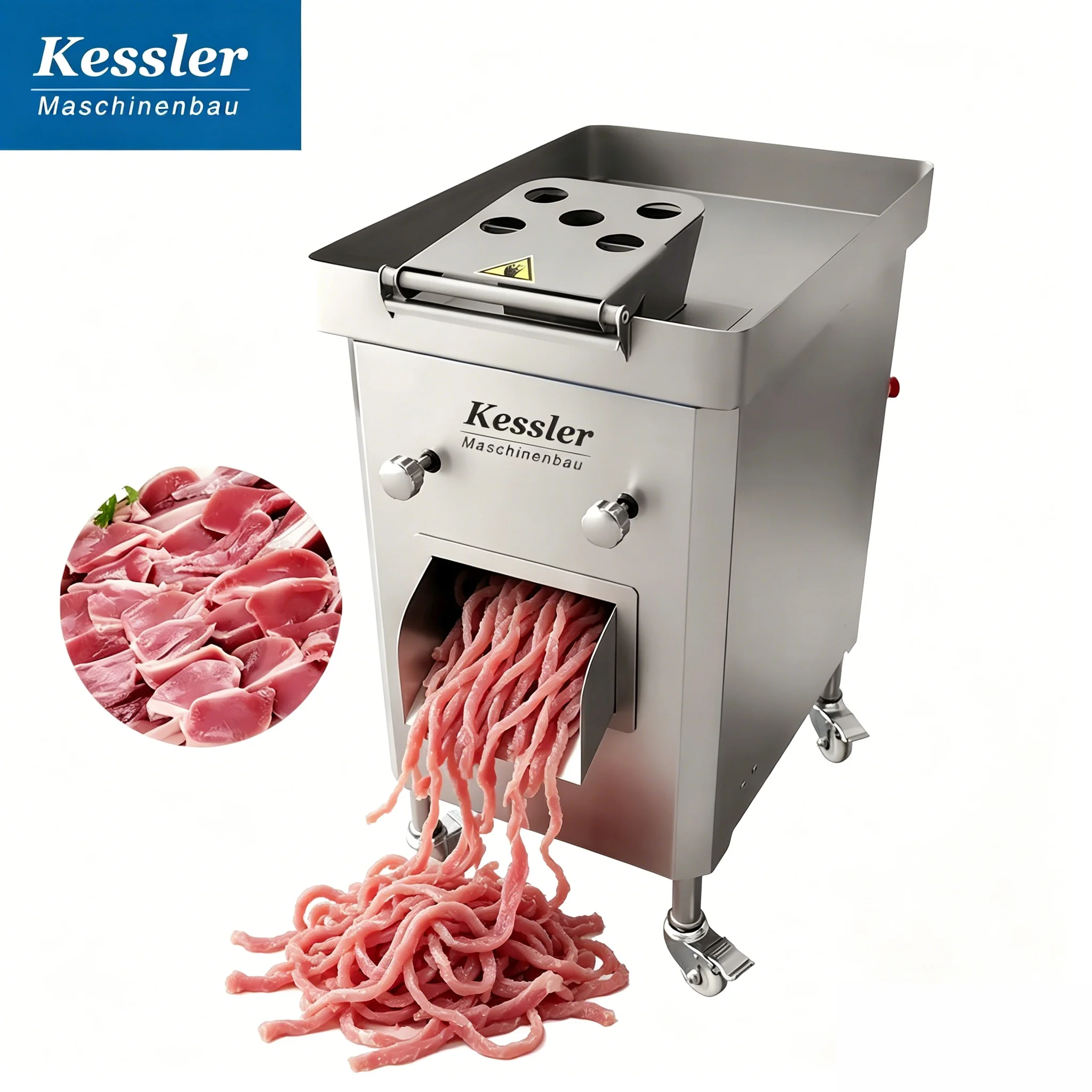 Automatic Adjustable Thickness Fresh Meat Slicing Shredding Machine with Famous Brand Motor 800KG/h Capacity 380V Easy Clean