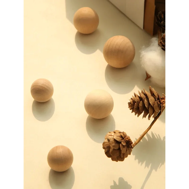 Single Hole Round Solid Wood Knobs Furniture Wooden Pull Handles For Cabinet Drawer Decoration