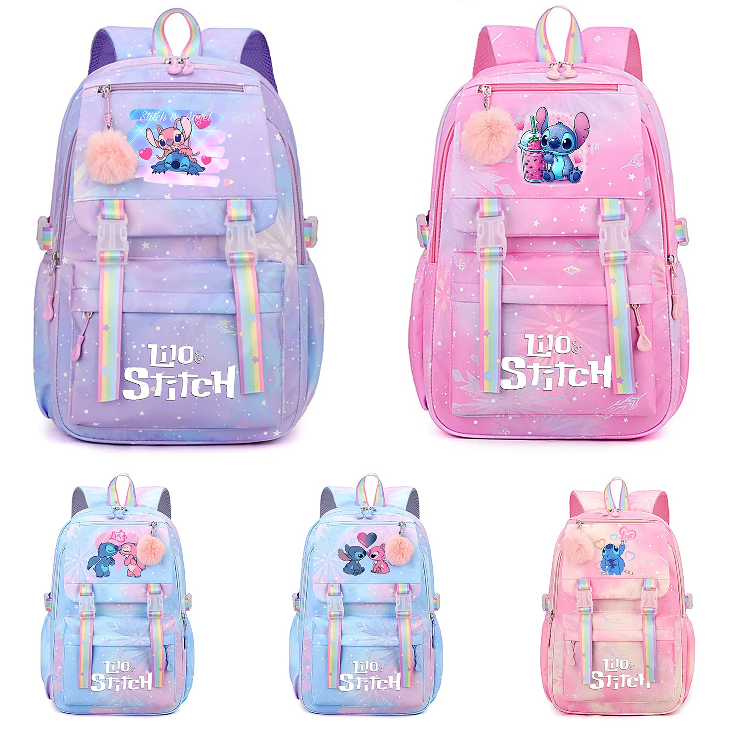 Lilo Stitch-Mochila escolar para niños y niñas, bolsa de libros para estudiantes, adolescentes y niños