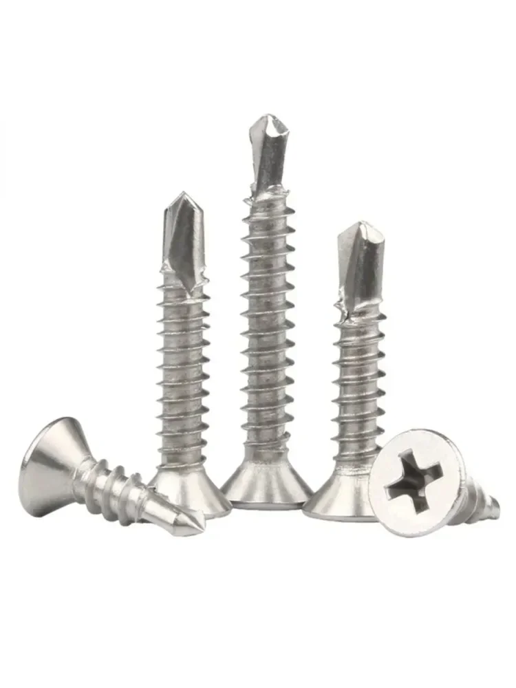 Vis autotaraudeuses à queue d'aronde en acier inoxydable 410 M3.5 M4.2 M4.8 M5.5 M6.3, vis de perçage Phillips à tête plate pour tôle