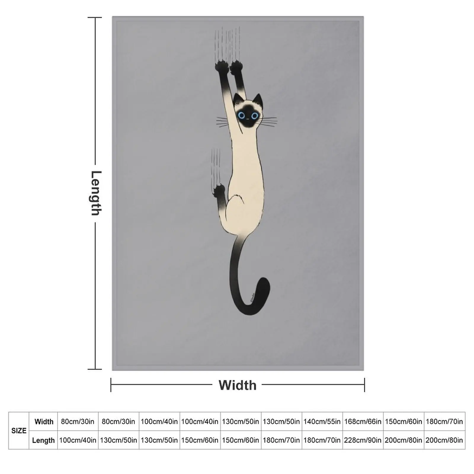 Siamese Cat Hanging On with Claws Funny Cat Holding On Throw Blanket Comforter for babies Summer Beddings Polar Blankets
